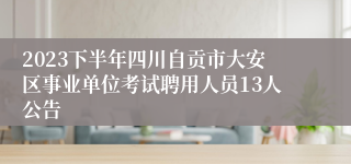 2023下半年四川自贡市大安区事业单位考试聘用人员13人公告