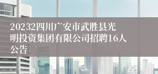 20232四川广安市武胜县光明投资集团有限公司招聘16人公告