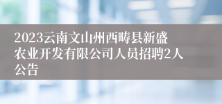 2023云南文山州西畴县新盛农业开发有限公司人员招聘2人公告