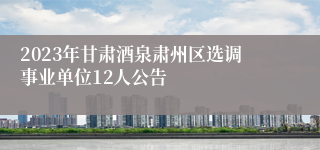 2023年甘肃酒泉肃州区选调事业单位12人公告