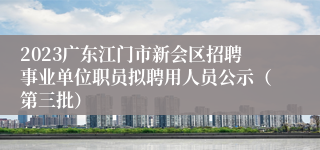 2023广东江门市新会区招聘事业单位职员拟聘用人员公示（第三批）