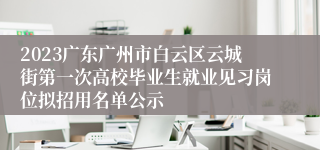2023广东广州市白云区云城街第一次高校毕业生就业见习岗位拟招用名单公示