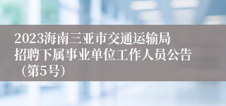 2023海南三亚市交通运输局招聘下属事业单位工作人员公告（第5号）