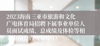 2023海南三亚市旅游和文化广电体育局招聘下属事业单位人员面试成绩、总成绩及体检等相关事项公告（第6号）