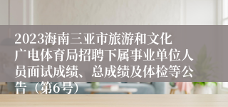 2023海南三亚市旅游和文化广电体育局招聘下属事业单位人员面试成绩、总成绩及体检等公告（第6号）