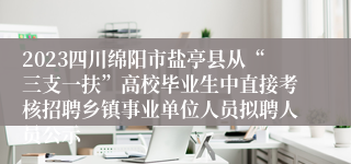 2023四川绵阳市盐亭县从“三支一扶”高校毕业生中直接考核招聘乡镇事业单位人员拟聘人员公示