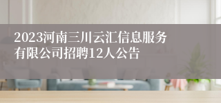 2023河南三川云汇信息服务有限公司招聘12人公告