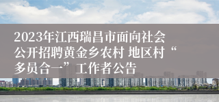 2023年江西瑞昌市面向社会公开招聘黄金乡农村 地区村“多员合一”工作者公告