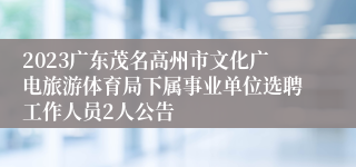 2023广东茂名高州市文化广电旅游体育局下属事业单位选聘工作人员2人公告