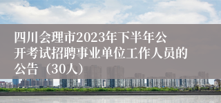 四川会理市2023年下半年公开考试招聘事业单位工作人员的公告（30人）