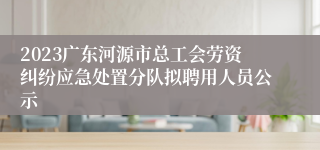 2023广东河源市总工会劳资纠纷应急处置分队拟聘用人员公示