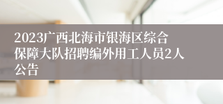 2023广西北海市银海区综合保障大队招聘编外用工人员2人公告