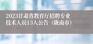 2023甘肃省教育厅招聘专业技术人员13人公告（陇南市）