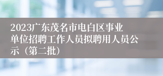 2023广东茂名市电白区事业单位招聘工作人员拟聘用人员公示（第二批）