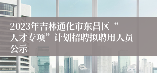 2023年吉林通化市东昌区“人才专项”计划招聘拟聘用人员公示