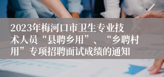 2023年梅河口市卫生专业技术人员“县聘乡用”、“乡聘村用”专项招聘面试成绩的通知