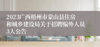 2023广西梧州市蒙山县住房和城乡建设局关于招聘编外人员3人公告