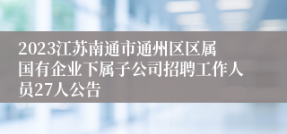 2023江苏南通市通州区区属国有企业下属子公司招聘工作人员27人公告