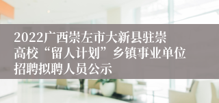 2022广西崇左市大新县驻崇高校“留人计划”乡镇事业单位招聘拟聘人员公示