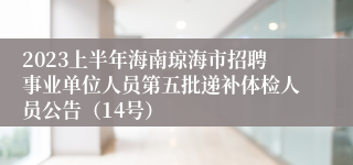 2023上半年海南琼海市招聘事业单位人员第五批递补体检人员公告（14号）