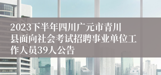 2023下半年四川广元市青川县面向社会考试招聘事业单位工作人员39人公告