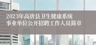 2023年高唐县卫生健康系统事业单位公开招聘工作人员简章