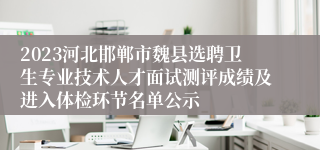 2023河北邯郸市魏县选聘卫生专业技术人才面试测评成绩及进入体检环节名单公示