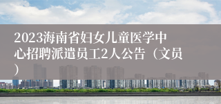 2023海南省妇女儿童医学中心招聘派遣员工2人公告（文员）