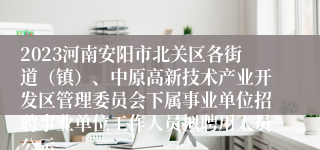 2023河南安阳市北关区各街道（镇）、中原高新技术产业开发区管理委员会下属事业单位招聘事业单位工作人员拟聘用人员公示