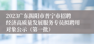 2023广东揭阳市普宁市招聘经济高质量发展服务专员拟聘用对象公示（第一批）