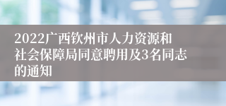 2022广西钦州市人力资源和社会保障局同意聘用及3名同志的通知