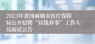 2023年黄冈麻城市医疗保障局公开招聘“以钱养事”工作人员面试公告