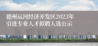 德州运河经济开发区2023年引进专业人才拟聘人选公示