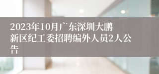 2023年10月广东深圳大鹏新区纪工委招聘编外人员2人公告