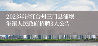 2023年浙江台州三门县浦坝港镇人民政府招聘3人公告