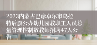 2023内蒙古巴彦卓尔市乌拉特后旗公办幼儿园教职工人员总量管理控制数教师招聘47人公告