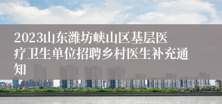 2023山东潍坊峡山区基层医疗卫生单位招聘乡村医生补充通知