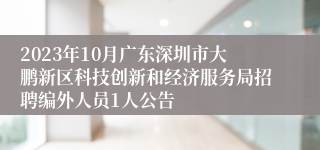 2023年10月广东深圳市大鹏新区科技创新和经济服务局招聘编外人员1人公告