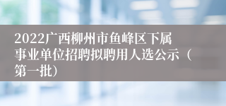 2022广西柳州市鱼峰区下属事业单位招聘拟聘用人选公示（第一批）