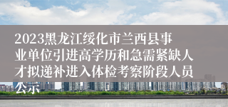 2023黑龙江绥化市兰西县事业单位引进高学历和急需紧缺人才拟递补进入体检考察阶段人员公示