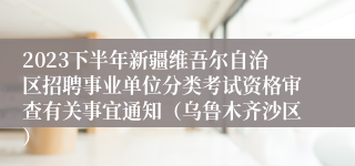 2023下半年新疆维吾尔自治区招聘事业单位分类考试资格审查有关事宜通知（乌鲁木齐沙区）