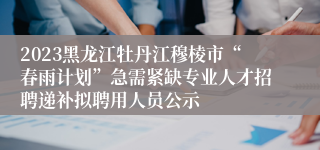 2023黑龙江牡丹江穆棱市“春雨计划”急需紧缺专业人才招聘递补拟聘用人员公示