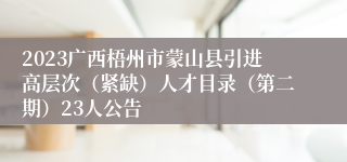 2023广西梧州市蒙山县引进高层次（紧缺）人才目录（第二期）23人公告