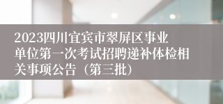 2023四川宜宾市翠屏区事业单位第一次考试招聘递补体检相关事项公告（第三批）