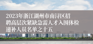 2023年浙江湖州市南浔区招聘高层次紧缺急需人才入围体检递补人员名单之十五