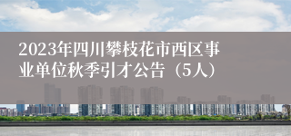 2023年四川攀枝花市西区事业单位秋季引才公告（5人）