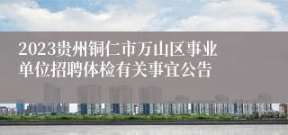 2023贵州铜仁市万山区事业单位招聘体检有关事宜公告