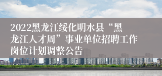 2022黑龙江绥化明水县“黑龙江人才周”事业单位招聘工作岗位计划调整公告