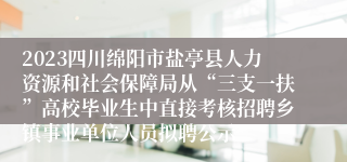 2023四川绵阳市盐亭县人力资源和社会保障局从“三支一扶”高校毕业生中直接考核招聘乡镇事业单位人员拟聘公示