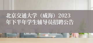 北京交通大学（威海）2023年下半年学生辅导员招聘公告